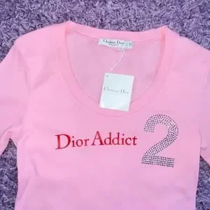 Dior | Tops | M Vtg Nwt Christian Dior Addict Rhinestone Logo